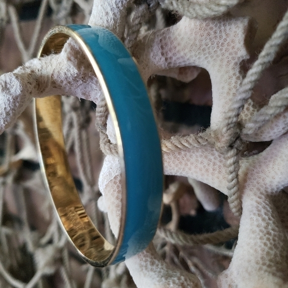 J Crew bangle bracelets. Tiffany blue color/gold - Picture 1 of 5